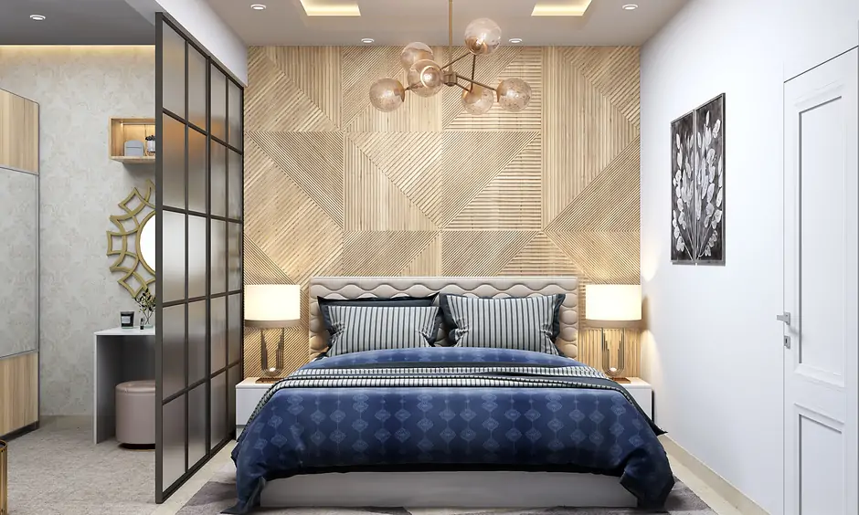 Modern wood veneer panelling for the accent wall