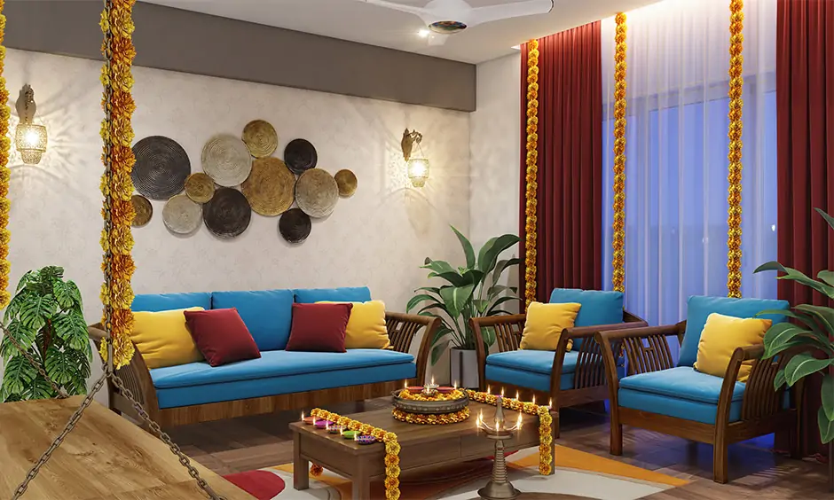 Rakhi decoration perfect blend of modern furniture with traditional decor for a rakhi decoration at home