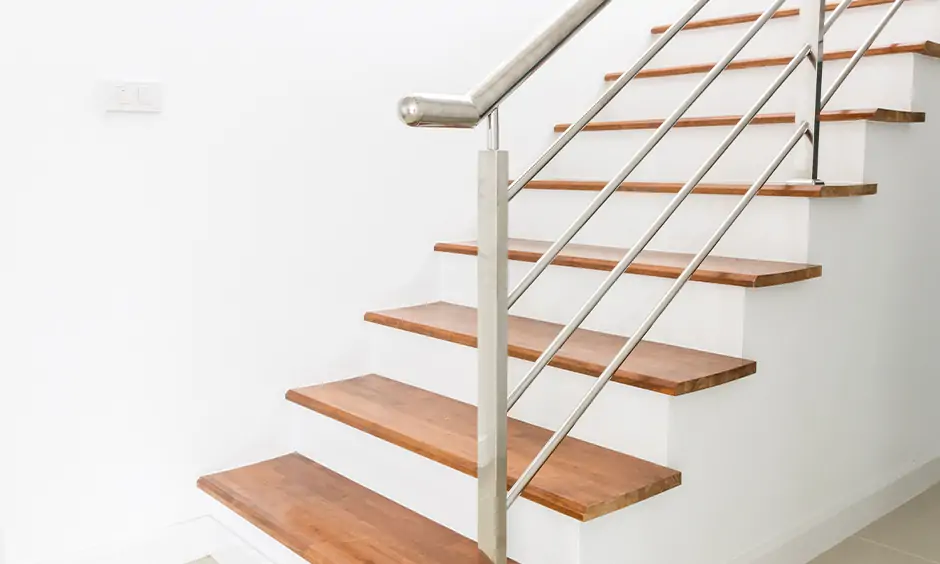 Simple steel staircase design outdoor with minimalistic style steel staircase design