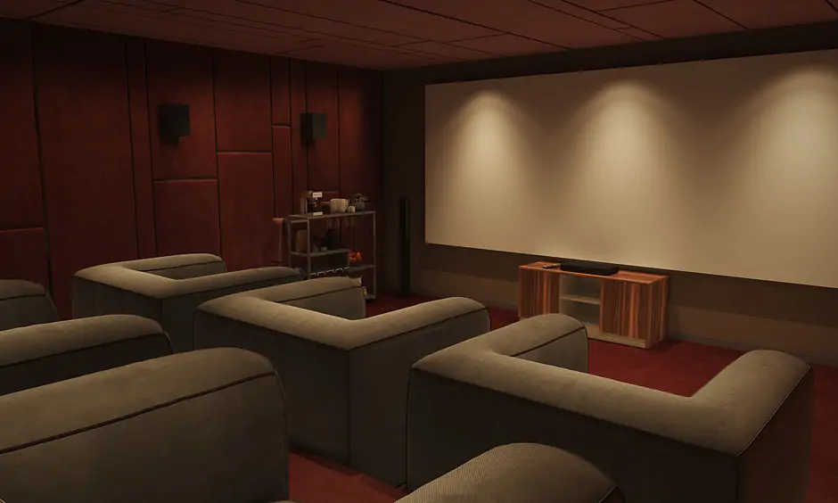 Home theatre room design with soundproofing and insulation