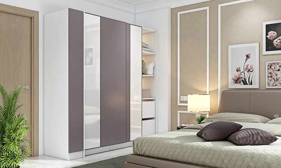Wardrobe design ideas with sliding doors laminate and glass with hanging rods and slidding door wardrobe designn