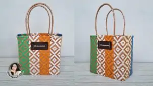 Plastik Şeritten Kilim Desenli Çanta Yapılışı