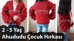 Ahududu Örgü Çocuk hırka yapılışı 5