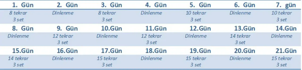 3 haftalık plan