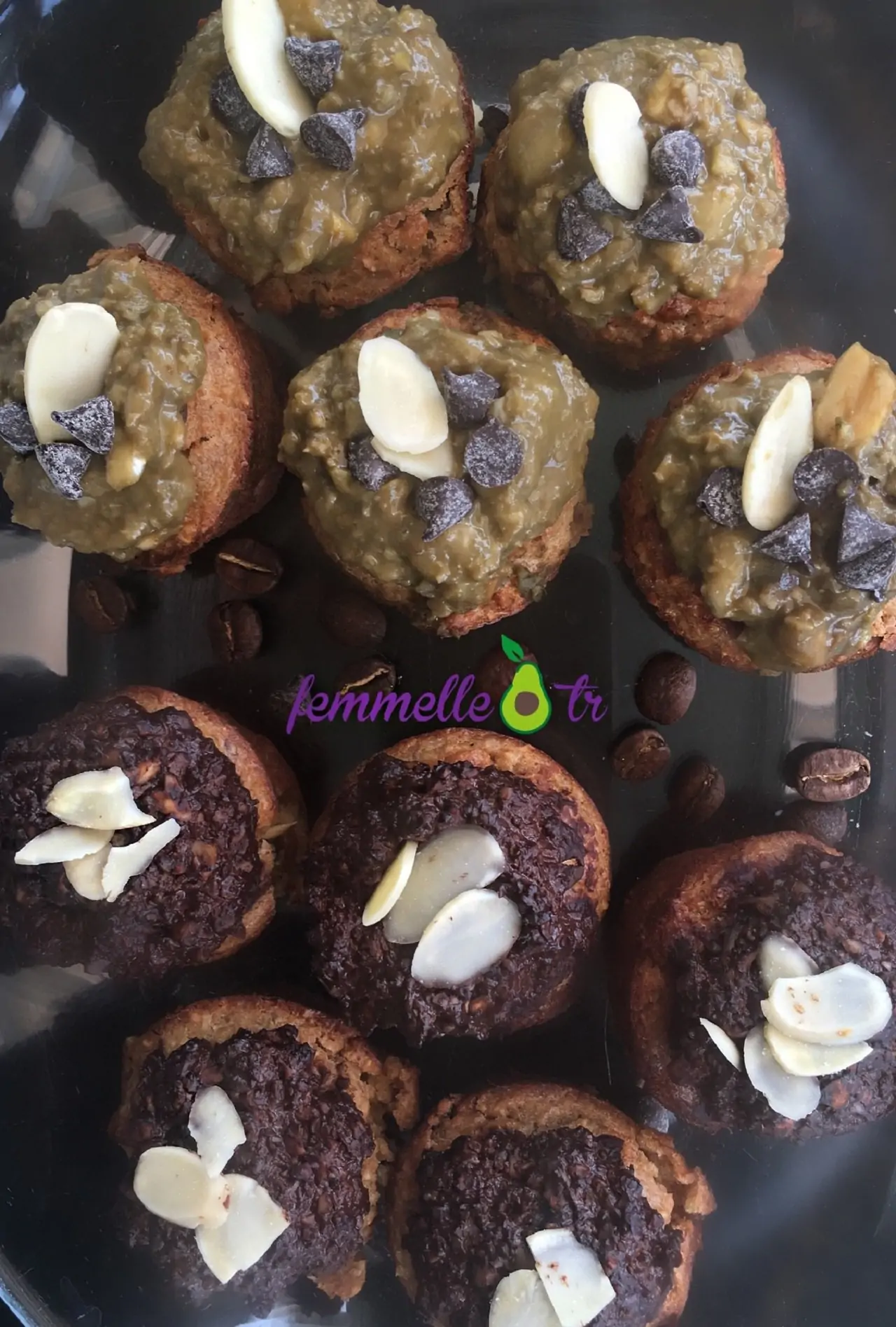 Matcha ve kakaolu espresso muffin