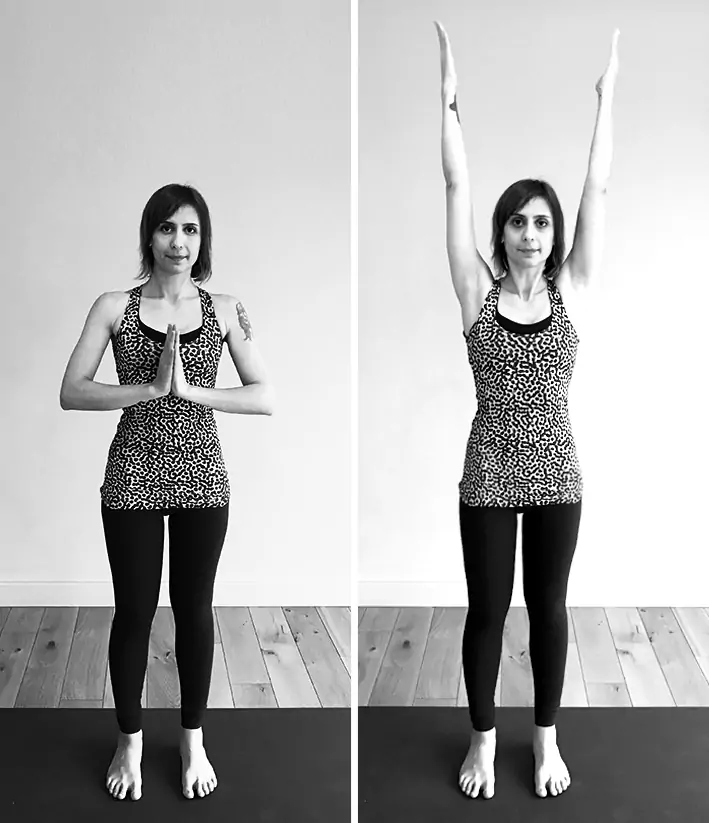 Namaskar tadasana urdhva hastasana akışı