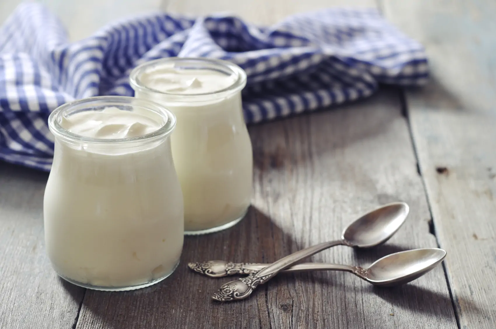 Greek yogurt in a glass jars